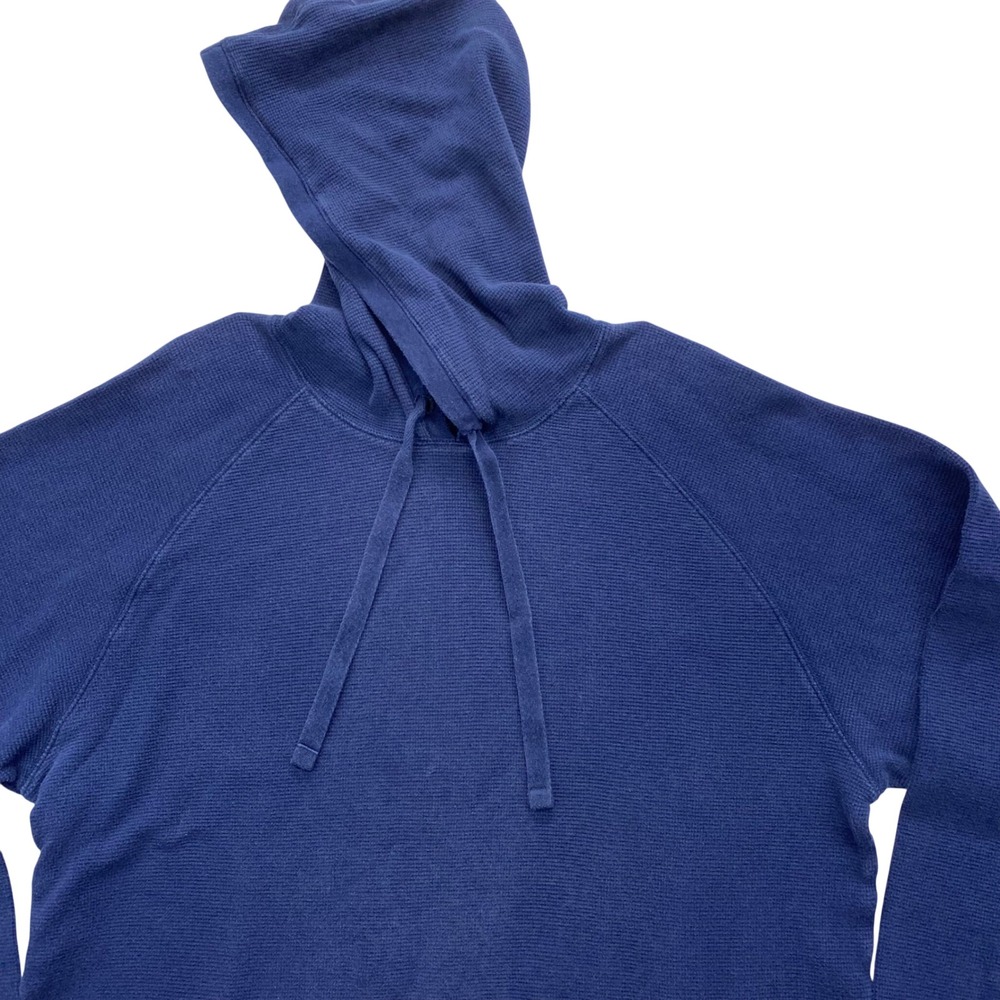 Polo Ralph Lauren Waffle Knit Hoodie Mens L Navy Blue Cotton Raglan Pony Logo